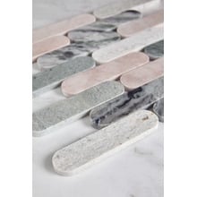 Isiah Honed Pink & Green Tic Tac Marble Mosaic Tile